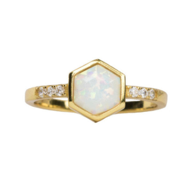 Hexagon | Opal | Gold