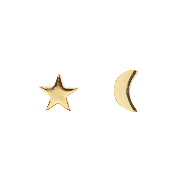 Moon & Star Studs | Gold