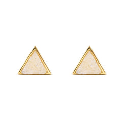 Tiny Triangle Studs | Aura Druzy | Gold
