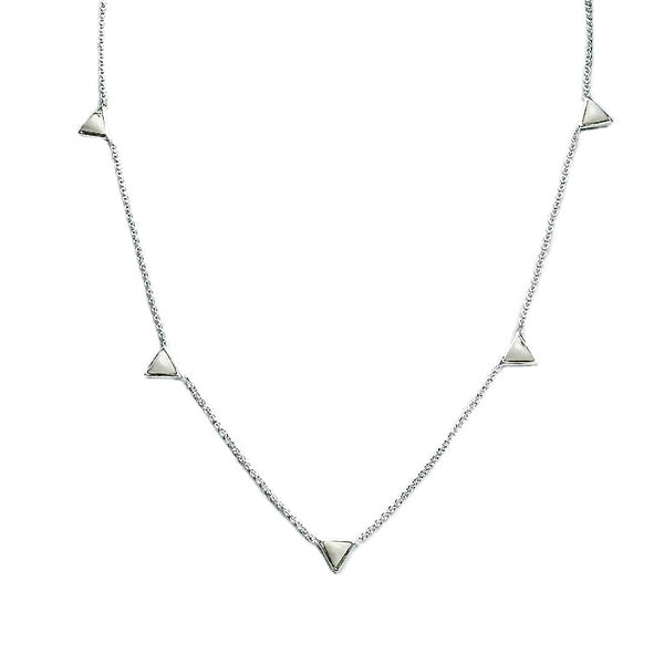 Tiny Triangle | Silver | White Necklace