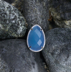 Teardrop Ring | Blue | Silver
